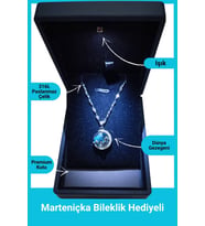 Işıklı Premium Kutuda - Gökyüzü - Gezegen Kolye - Paslanmaz - 316l Çelik - Gümüş Renk