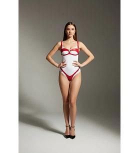 Mulvxbrf Brf02 Kırmızı Harness Takım Parlak Deri Halka Detaylı Badi - Brf1382 (Mulvix)