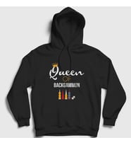 Presmono Unisex Beyaz Queen Of Backgammon Oyun Tavla Kapüşonlu Sweatshirt 418610tt (Siyah)