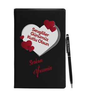 Sevgililer Gününe Özel Siyah Defter Kalem Seti 5
