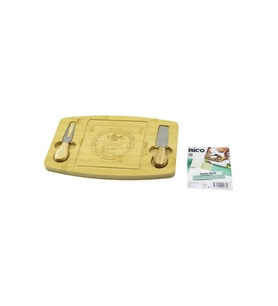 DİKDÖRTGEN - BOMBELİ KENAR2-BIÇAK=SAĞ-SOL AHŞAP BAMBUKAHVALTI PEYNİR SUNUM PANO BIÇAK=AHŞAP SAPLI19X28.7X1.4CM (5343)