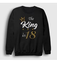 Presmono Unisex Siyah 18 Yaş Doğum Günü Hediye Birthday King Sweatshirt 531083tt