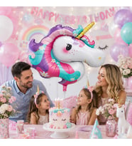 Unicorn Kafa Folyo Balon 86x107 cm Unicorn Temalı Doğum Günü Parti Süsü Dekorasyon Balonu