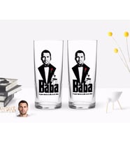 BK Gift Kişiye Özel Renkli Baskılı Godfather Baba Tasarımlı İkili Rakı Bardağı Seti-3 (Beyaz)