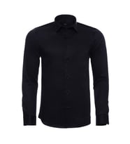 Pamuk Saten Slim Fit Siyah Erkek Gömlek - Wessi