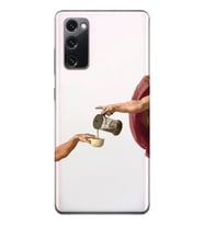 Samsung Galaxy S20 FE Uyumlu Eller Tablosu ve Kahve Tasarımlı Şeffaf Telefon Kılıfı