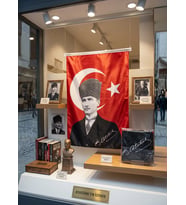Kalpaklı Atatürk Portreli Türk Bayrağı 50x75 cm – 23 Nisan Tören Bayrağı (Kırmızı-Beyaz)
