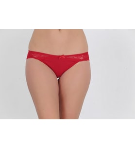 Arkası Full Dantelli Düşük Bel Slim Külot Kırmızı