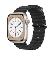 Apple Watch 10/11 42mm-38/40/41mm Kordon Ocean Silikon Kordon 2/3/4/5/6/se/7/8/9 (Siyah)