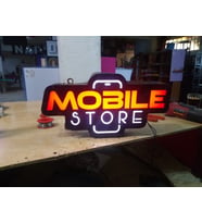 Mobile Store Yazılı Tabela 3D Led Neon Etkili Işıklı Tabela 30X45 CM Tek Taraflı