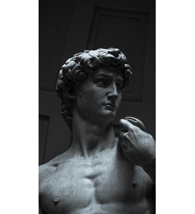 Klasik Michelangelo David Heykeli Büstü Temalı MDF Tablo - Rönesans Sanatı Çerçevesiz Duvar Panosu