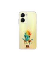 Vivo Y16 ile uyumlu Splash ahtapot tasarımlı şeffaf silikon kılıf