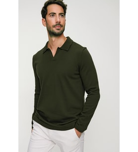 Chuba Erkek Haki Reddington Polo Yaka Uzun Kollu İnce Triko Kazak 22W403