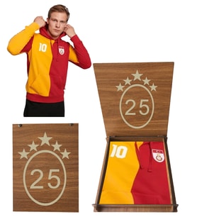 Galatasaray Orijinal Metin Oktay Sweatshirt Hediyelik Ahşap Kutulu (Sarı-Kırmızı)
