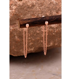 Top Tasarım Rose Gümüş Zincir Küpe 6104