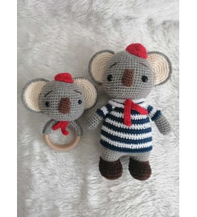 Denizci Koala Yeni Doğan Seti Amigurumi Organik Oyuncak