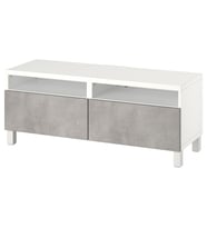 TV Sehpası, Beyaz-Açık Gri, 120x42x48 cm, Fren Raylı