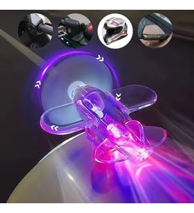 Rüzgar Enerjili Yapışkanlı Led Işıklı Oyuncak Uçak - Sevimli Pervaneli Mini Uçak, Araba/Kask Süsü