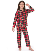 Kız Çocuk Ekose Desenli Pijama Takımı 12135 EFTELYA (Nar Çiçeği)