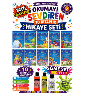 2.Sınıf Öğretmen Tavsiyeli Okumayı Sevdiren 16 Sayfa 10 Kitaplık Hikaye Seti-2 (Slime Set Hediyeli)
