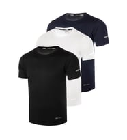Ghassy Co. Erkek 3'lü Paket Dry Fit Siyah Lacivert Beyaz Atletik Nem Emici Günlü (Karışık)