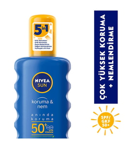 Nivea Sun Güneş Koruyucu ve Nem F50 faktör süt Spreyli  200 ml