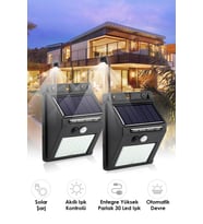 TechnoSmart 1Adet 30 Ledli Solar Hareket Sensörlü Bahçe Aydınlatma Lamba Dış Mekan Güneş Enerjili