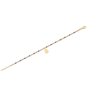 Diamond Line-Gülaylar 14 Ayar 3 Renkli Altın Siyah Taşlı Dorika Bileklik