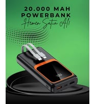 20000 Mah Taşınabilir Powerbank  Çok Kablolu, Hızlı Şarj Destekli (22.5w)