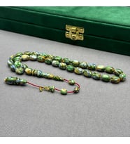Dalgıç Usta İşçilikli Özel Seri Yeşil Multi Color Fransız Galalith ( Galanit ) Tespih