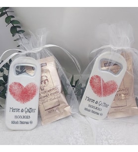 30 Adet Nikah Şekeri Tül Kese İçinde Dikey Açacak ve Türk Kahvesi -