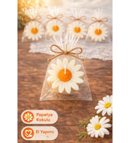 25’li Kişiye Özel Papatya Kokulu Mum – El Yapımı Nikah & Baby Shower Hediyelik Seti (Turuncu)