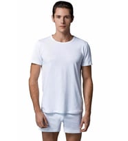 Erkek Beyaz Sıfır Yaka Kısa Kollu Penye 2 Li T Shirt