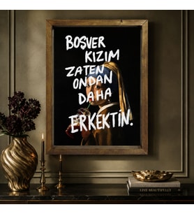 BK Gift Vintage Klasik Sanat Esprili Sözlü Masif Ahşap Çerçeveli Dekoratif Tablo - 7