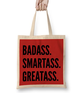 Deadpool Badass Smartass Greatass Funny Joke Deadpool Parody Bez Çanta Uzun Saplı
