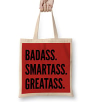 Deadpool Badass Smartass Greatass Funny Joke Deadpool Parody Bez Çanta Uzun Saplı