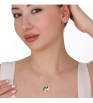 Kişiye Özel 925 Ayar Gümüş Ejderha Detaylı Özel Tasarım Yin Yang Kolye (Gold)