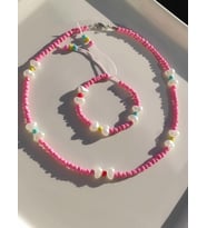 Pembe Kumboncuk Kolye ve Bileklik Çocuk Takım