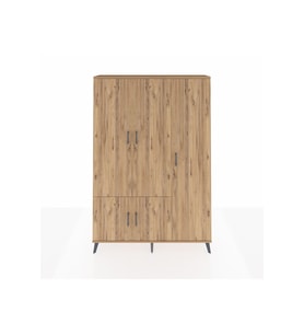 Arges Gardrop 7 Raflı 5 Kapaklı Tek Askılı 132x30x195 Çam-Çam