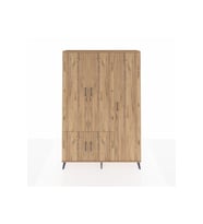 Arges Gardrop 7 Raflı 5 Kapaklı Tek Askılı 132x30x195 Çam-Çam