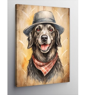 Kanvas Tablo Şapkalı Sevimli Köpek