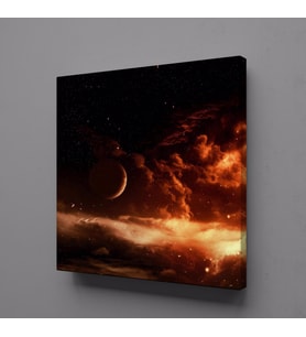 UZAYDAKİ GEZEGENLER TEMALI KANVAS TABLO 130x130cm (Karışık)