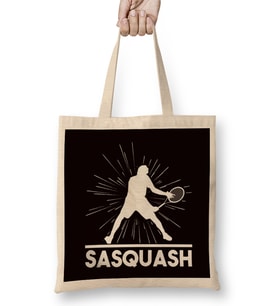 Funny Sasquatch Squash Player Racket Indoor Tennis Court Bez Çanta Uzun Saplı