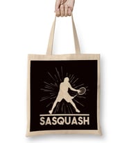 Funny Sasquatch Squash Player Racket Indoor Tennis Court Bez Çanta Uzun Saplı