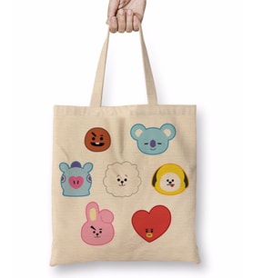 Bts BT21 Karakterleri 02 Bez Çanta Uzun Saplı