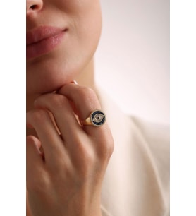 Evil Eye Altın Yüzük Opal Taş Özel Tasarım (Çok Renkli)