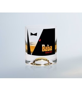 BK Gift Kişiye Özel Renkli Baskılı Godfather Baba Tasarımlı Viski Bardağı-10 (Beyaz)