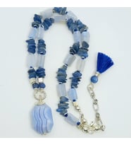 Mavi dantel (blue lace) Akik el yapımı kolye