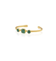 Kadir Jewellery 22 Ayar Altın Kaplama Zirkon Taşlı Ayarlanabilir Vintage Bilezik (K.Yeşil)