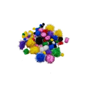 Puti Pom Pom Karışık Metalik 10mm-20mm-30mm Pom Pom